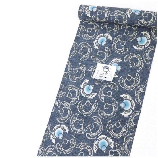 Amazon.co.jp: 浴衣 『竺仙』 綿紬 浴衣反物 ふくら雀 水色 紺色