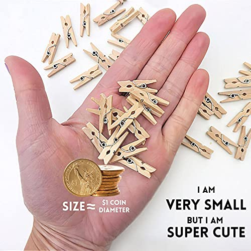 Clothes-Pins-Mini-Clothespins-Wooden-Photo-Clips-1-Inch-150-PCS-Decorative-Small-Tiny-Close-Pins-with-32-FT-Jute-Twine-Hanging-String-for-Crafts-Baby-Shower-Games-Pictures-Wall-Dispaly-Holders