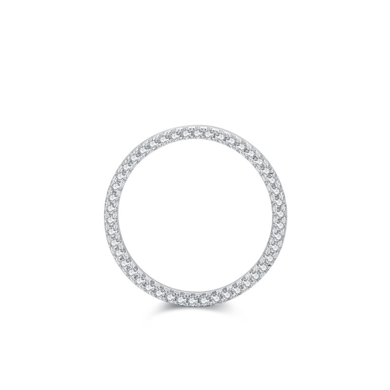 Moissanite Anillo de Oro Blanco, Alianzas Mujer Clásico Diseño de Fila Apilable con Moissanite Redondo Oro Blanco 9K
