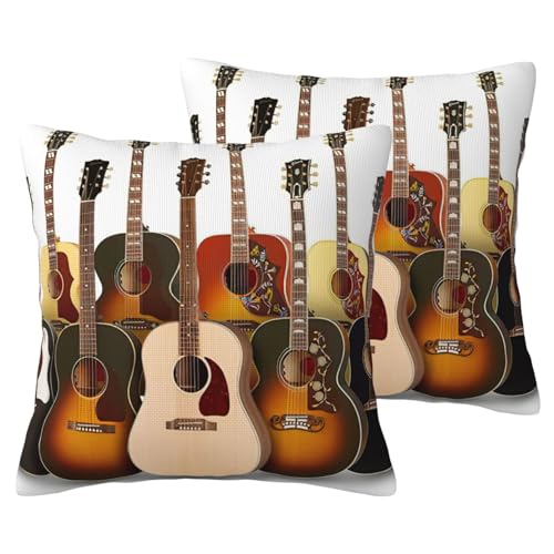 Housse de coussin guitare EdWal lot de 2 pour décoration de canapé - 2