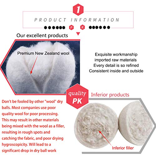 Fhqsx Wool Dryer Balls Organic Xl 6-Pack, Reusable Natural Fabric Softener, Reduces Wrinkles,Dryer Sheets Alternative #TOP2