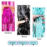 Birthday Party Foil Curtains Black Fuchsia Teal