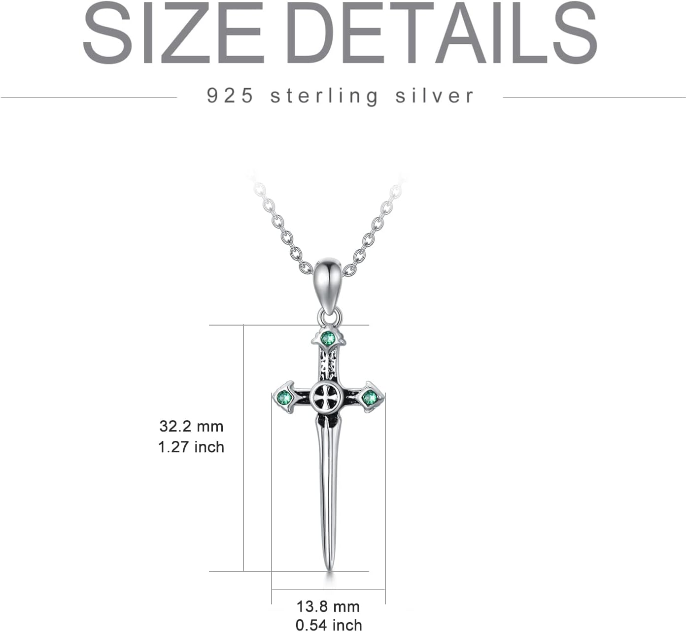 PROESS 925 Sterling Silver Dagger Necklace Cross Knife Pendant Necklace Medieval Sword Jewelry Gifts For Women Men - Image 5