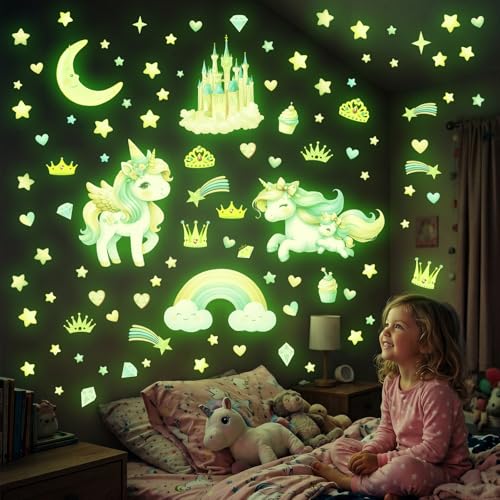 Vinilo decorativo de unicornio que brilla en la oscuridad DECOWALL miniatura 4