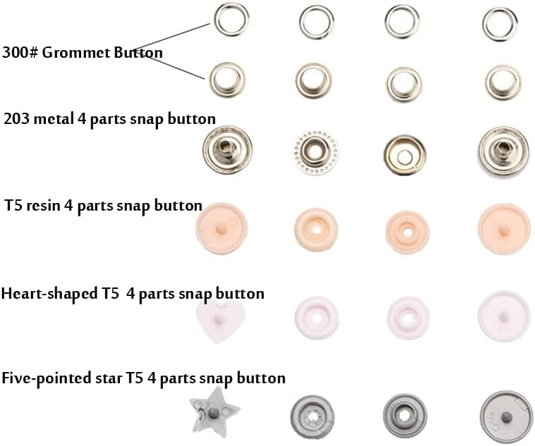 Multifunction Snaps and 3 Kinds Replace Snap Pliers Set, T5 Plastic/Metal Buttons for Sewing & Crafting Clothing Resin Garment