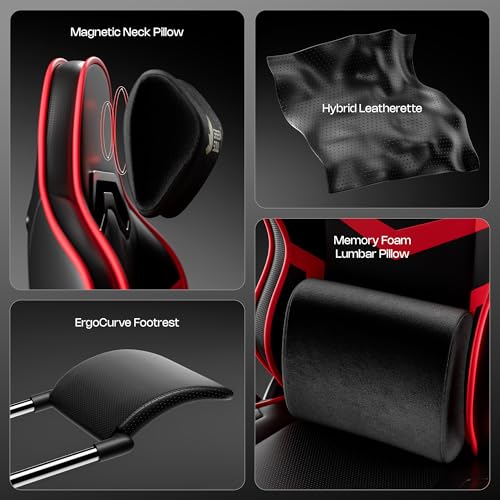 Image of Green Soul Monster Pro | Gaming & Office Chair | Ventilated Seats, Massager & ErgoCurve Legrest | Memory Foam Magnetic Neck & Lumbar Pillow | 5D Adjustable Armrests | Silent Wheels (Red & Black)