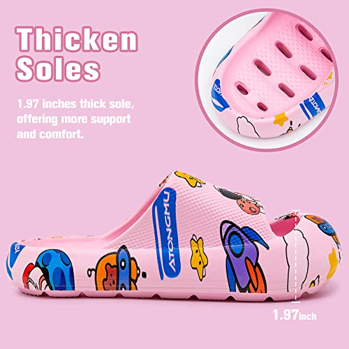 techcity Boys Girls Slide Sandals Soft Cushioned Thick Sole Non-slip Summer Slippers Quick Drying Bathroom Shower Pool Beach Sandals for Toddler Little Kids3