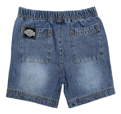 Harley-Davidson Baby Boys' 2-Piece Newborn Knit Tee & Denim Shorts Set2