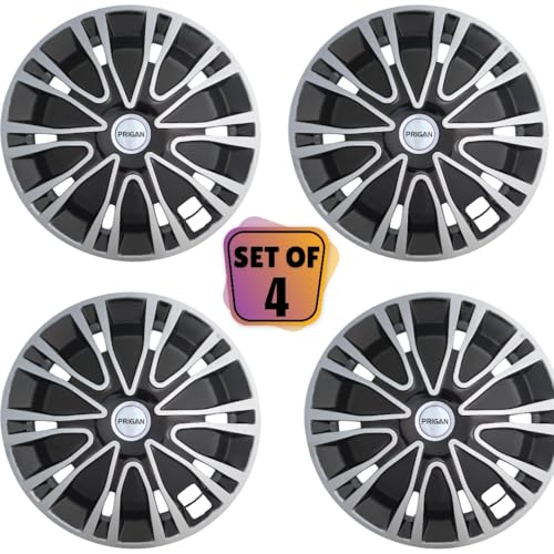 Image of PRIGAN Wheel Cover for TATA ACE 12 Inch Silver Black Wheel Cap (Available in 12,13,14,15,16 Inch) (Set of 4 Pcs) (Press Fitting) Model- Drive DC-12