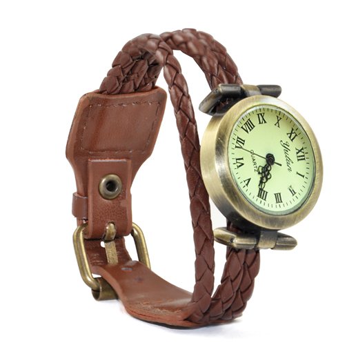 chinkyboo Caltrad Damen Armbanduhr, Retro, Bronze, Armband zum Wickeln, Quartz