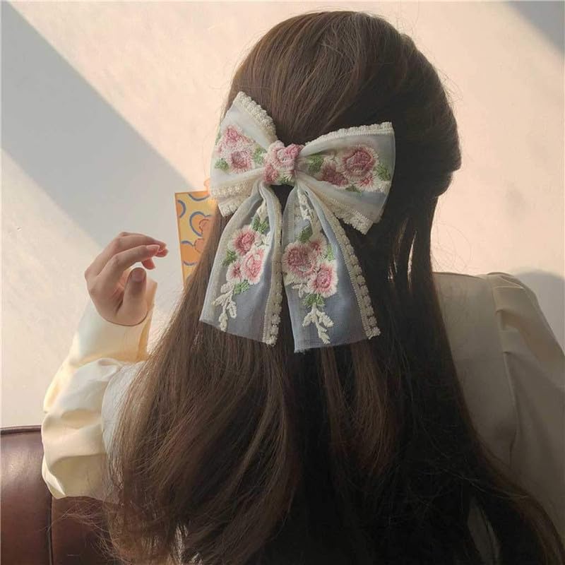 FAMEZA 1 PCS Large White Lace Flower Embroidery Ribbon Hairpin Korean Style Metal Hair Clip hair Accessories For Girls & Women (B0CDGZHZMF) Amazon Price History, Amazon Price Tracker