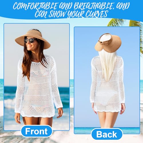 Swimsuit Coverup for Women with Sun Hat 2025 Summer Beach Bikini Bathing Suit Cover Ups Crochet Swimwear Tops3
