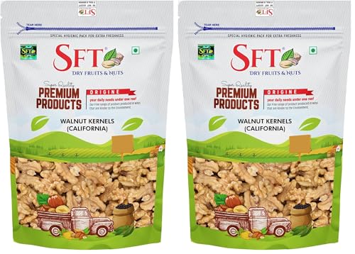 Image of SFT Pure Walnuts /Akhrot California, 200g, Crunchy Nuts, Rich in Dietary Fibre, Protein & Magnesium (Pack of 2)