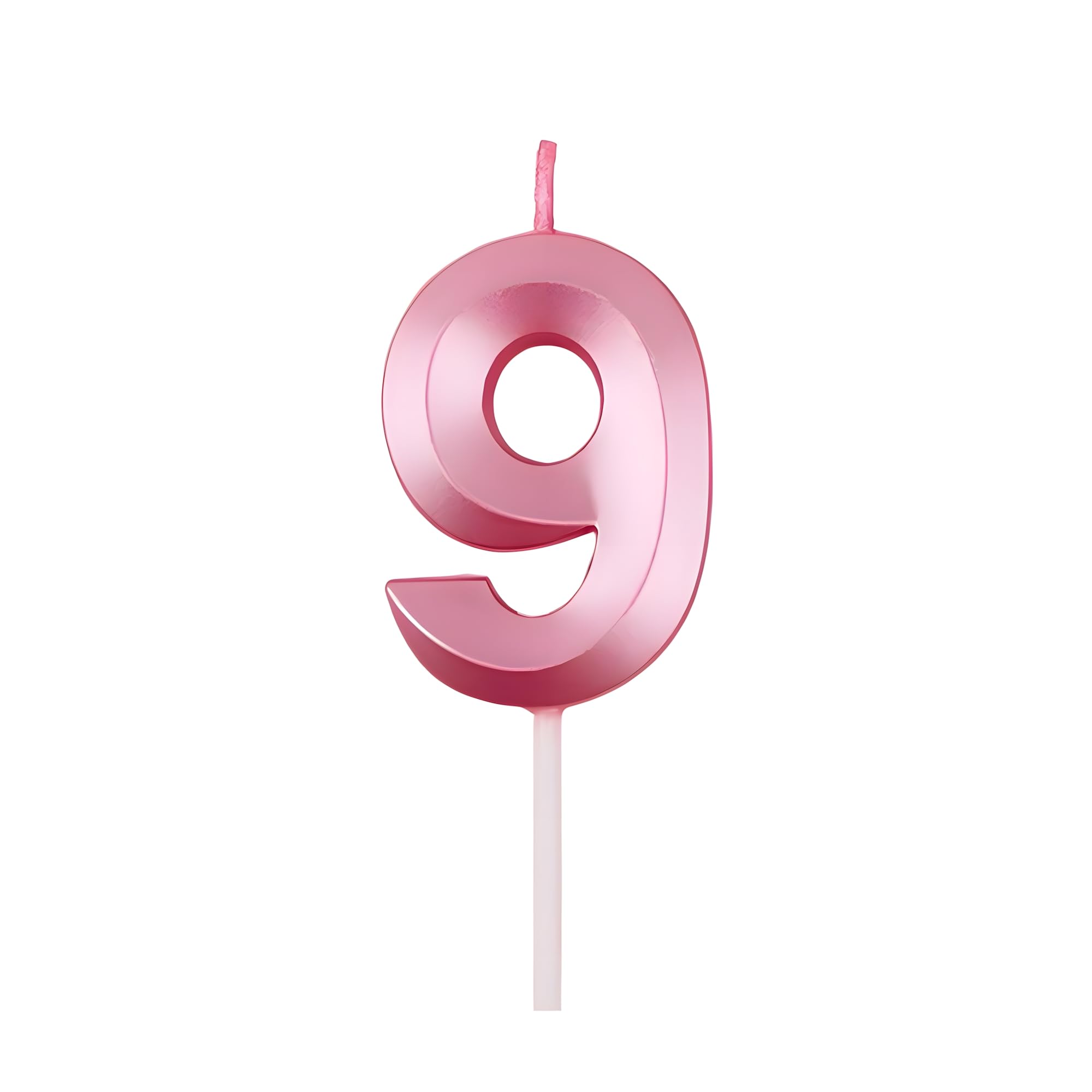 Juzfun Birthday Number Candles 9 Year for Cake Decoration Nineth Anniversary Party Celebration Metallic Pink Colour Size : Width 5 x Height 7 CM