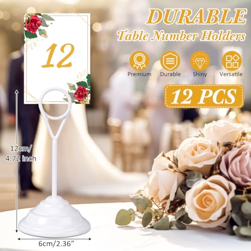 Image of 12 Pcs Table Number Holders-Metal Place Card Holders Table Number Stands Tabletop Sign Stands for Photos, Menu, Memo, Notes, Wedding, Restaurant, Banquet, Birthday(2.4 inch X 4.3 inch,White)