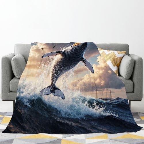 Koc Polar 220x240 Wieloryb, Koc Maxi Komfort 220x240 cm | Trwała miękkość i łatwa konserwacja, przestronne pokoje dzienne i deszczowe dni D286