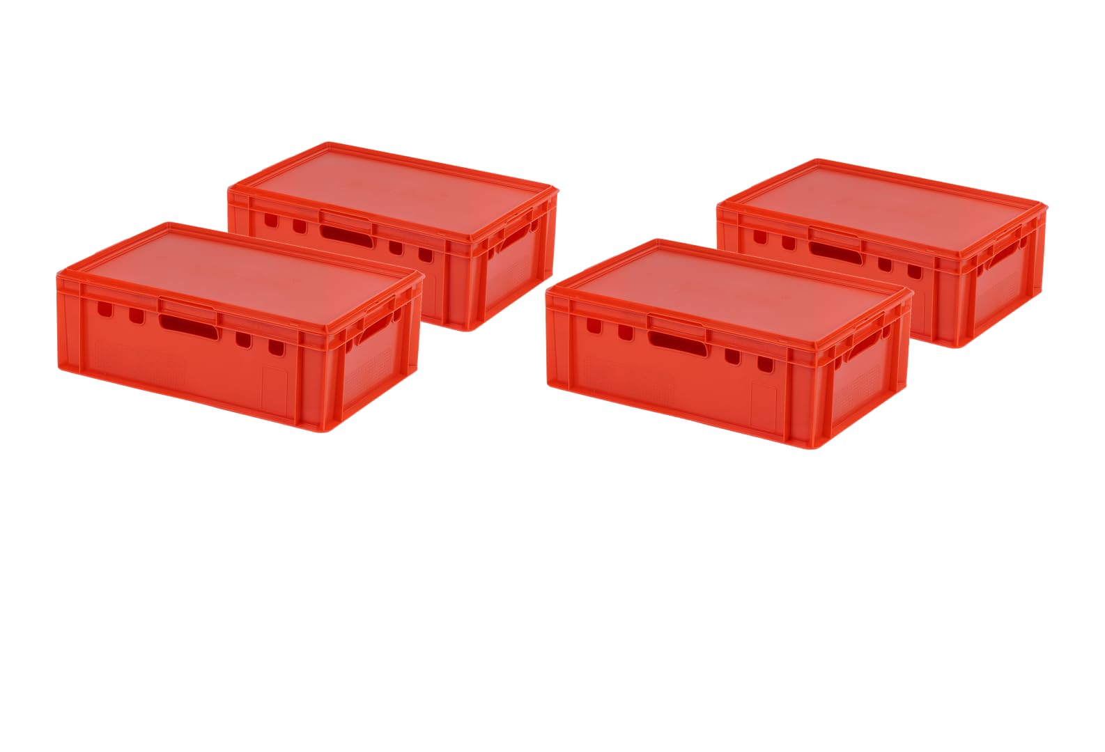 4 Stück E2 Kiste mit rotem Deckel 600 x 400 x 200 mm Fleischkiste Lagerkiste Metzgerkiste in rot