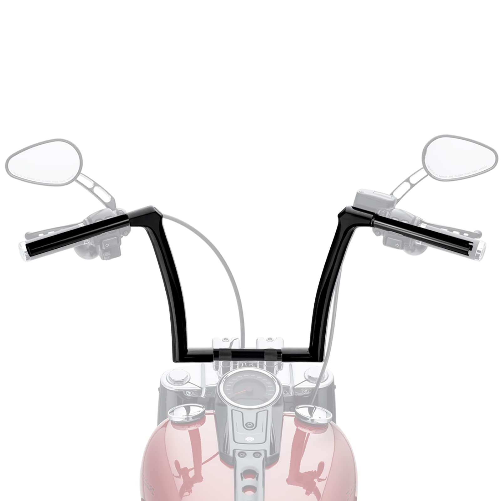 YHTIMIOX Motorcycle Fused Handlebar 14" Rise Gloss Black Hangers Bar Compatible with Harley Touring Road King Road Glide
