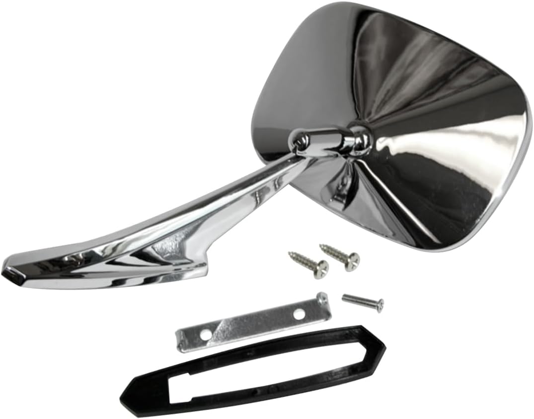 Inline Tube Compatible with 1969-72 Pontiac GTO Door Mirror and hardware, One Mirror - Can Be Driver or Passenger Side Manual 6pc Kit