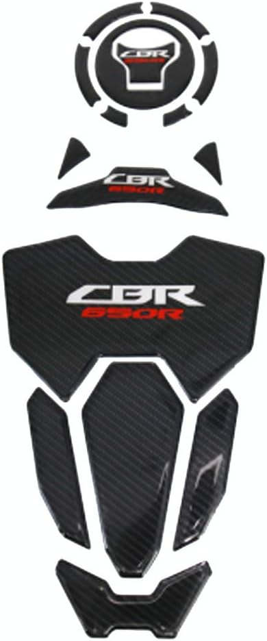 Motorcycle Carbon Fiber Tank Pad Sticker Gas Oil Fuel Tank Pad Decal Tank Protector Emblem Compatible with Honda CBR650R (One Set) Black
