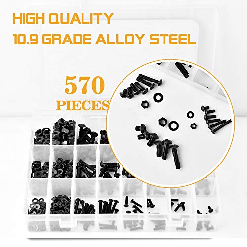 Vigrue S02 570Pcs M5 M4 M3 Button Head Socket Cap Screws Bolts Nuts Washers Assortment Kit thumb #3