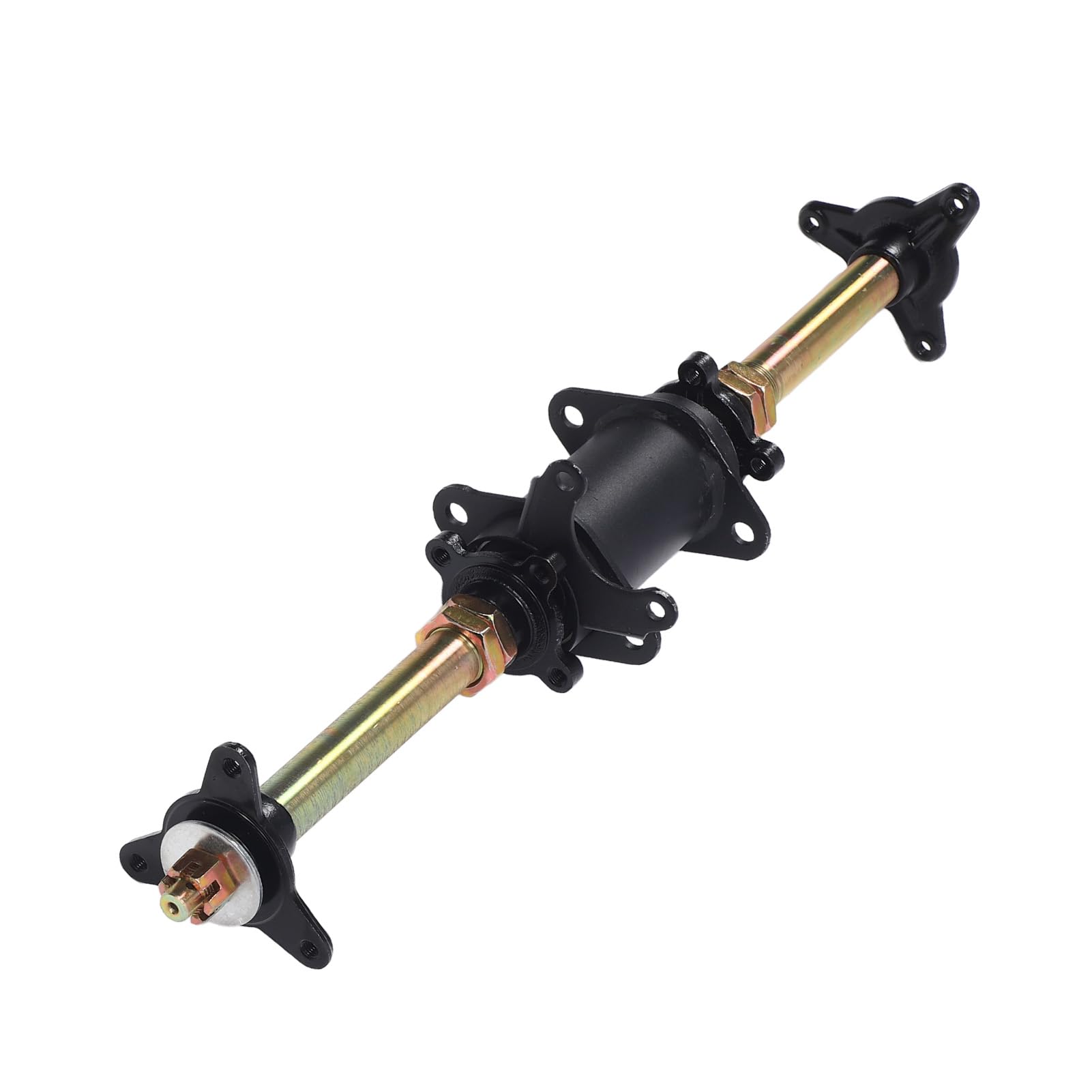 aqxreight Go-Kart-Hinterachse, 610 Mm, Robustes Antriebsachsen-Set aus Stahllegierung mit Kettenrad- und Bremsscheibenhaltern, Nabenflanschen, Kompatibel mit ATV, Drift-Trike, Fahrzeugersatz für Go