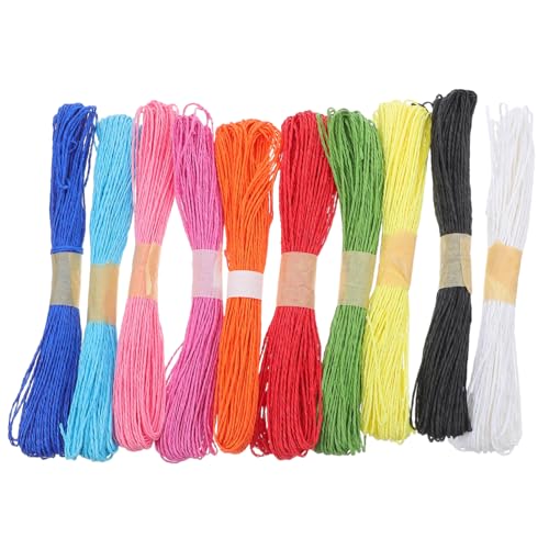 DIYEAH 10pcs Colorful Paper Rope Craft Twine for DIY Art Projects Versatile Braided String for Holiday Wrapping Educational Activities and Creative Crafting