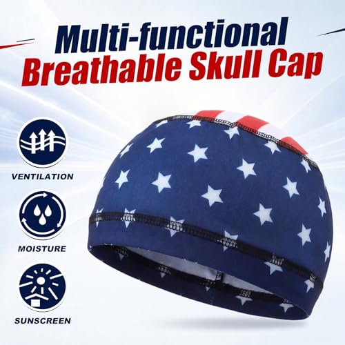 Image of Geyoga 4 Pieces Cooling Skull Cap Helmet Liner Sweat Wicking Beanie Head Wrap Bandana for Cycling Running Men Women