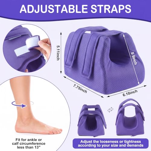 Image of Novabright 2 Pcs 3D Heel Protectors Foot Wedge Pillows Support Boot Bed Sore Pillow for Pressure Sores Bedridden Patients Relief Pressure Ankle Ulcers (Purple)
