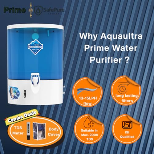 Image of AQUAULTRA Epic 14 Stage A1024 RO+UV+UF Alkaline TDS Controller Water Purifier Ultra Filtration Technology Based Aqua Guard for Home and Offices (Blue Dolphin TDS+Cover)