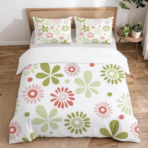 Housse de couette 220x240 fleurie avec 2 taies d'oreiller microfibre - 4