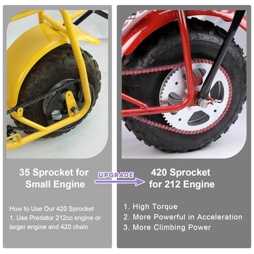 Image of 60 Tooth Rear Sprocket 420 Chain Kit for Mini Bike CT200U CT100U | 420 Chain and Sprocket Kit Compatible with Coleman BT200X CT200U-EX CC100X Baja MB200 Doodlebug DB30 Predator 212 Parts