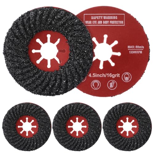 5 Pcs 4.5" x 7/8" Silicon Carbide Grinding Disc, 16 Grit