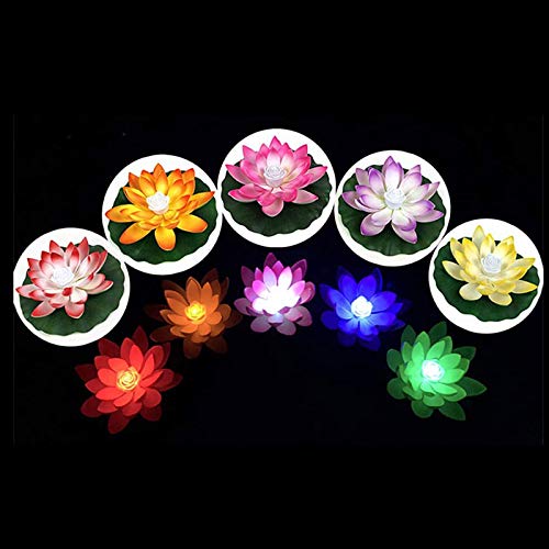 DSPKOhG Solarlampe Gartenbeleuchtung Lotusblume, LED Schwimmende Lichter, Wasserdichte Lotus Flower LED Wunschlicht, Lotus Pond Lichter Teichbeleuchtung Wishing Seerose für Pool Dekor Cover