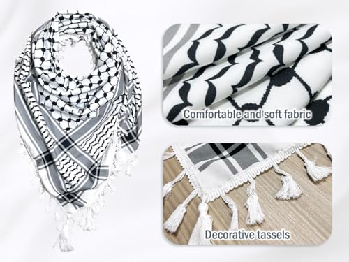 Shemagh Desert Scarf, Head Neck Scarf Arab Wrap, Shemagh Cotton Scarves, Arab Head Wrap, Desert Scarf Wrap, Muslim Keffiyeh Head Wrap, Keffiyeh Scarf Wrap, for Muslim Arab Islam3