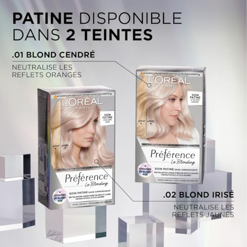 Coloration Permanente Blond Cendré 01 Soin Patine Post décoloration Neutralisation Longue Durée Préférence 'oreal Paris La Boite - vue 10