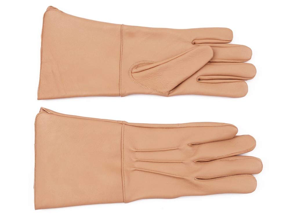Swiftwears Medieval Gauntlet Leather Cosplay Gloves Long Arm Cuff (Large, Light Tan)