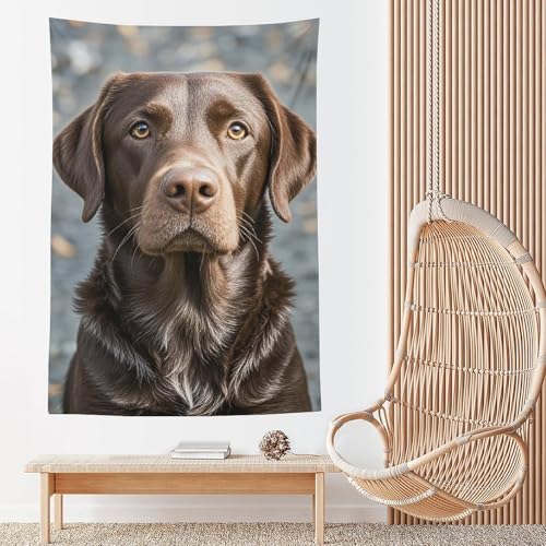 Tapisserie murale de labrador marron vintage 152x228 cm décoration douce salon