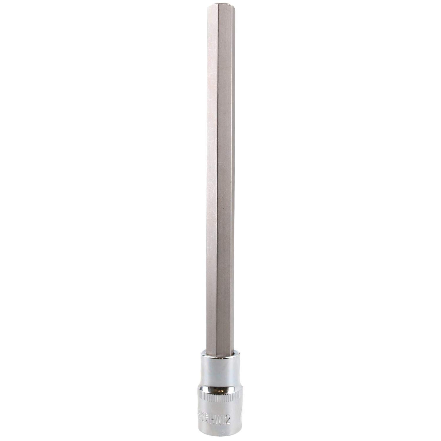 12mm Hex Allen Key Long Bit Internal Socket Metric 1/2" Drive 200mm Length Cr-V