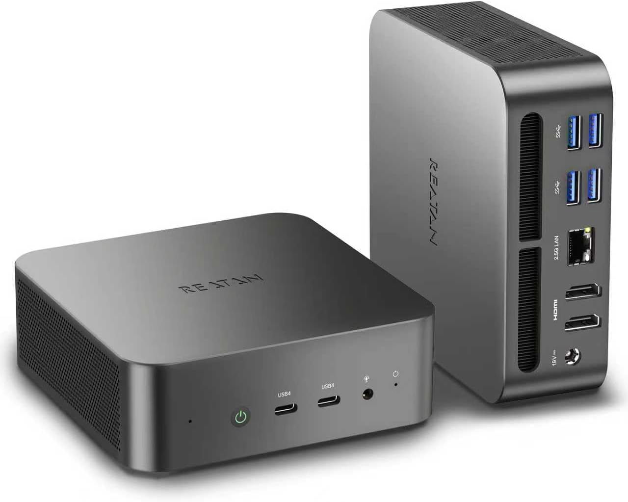 Reatan Mini Gaming PC AI AMD Ryzen 9 7940HS(up to 5.2GHz) 64GB DDR5 2TB SSD 5600 MHz RAM, Desktop Mini Computers, Radeon 780M Graphics,Quad Display 2.5G LAN, HDMI 2.1, 8K USB 4.0 Wi-Fi 6E/BT5.3