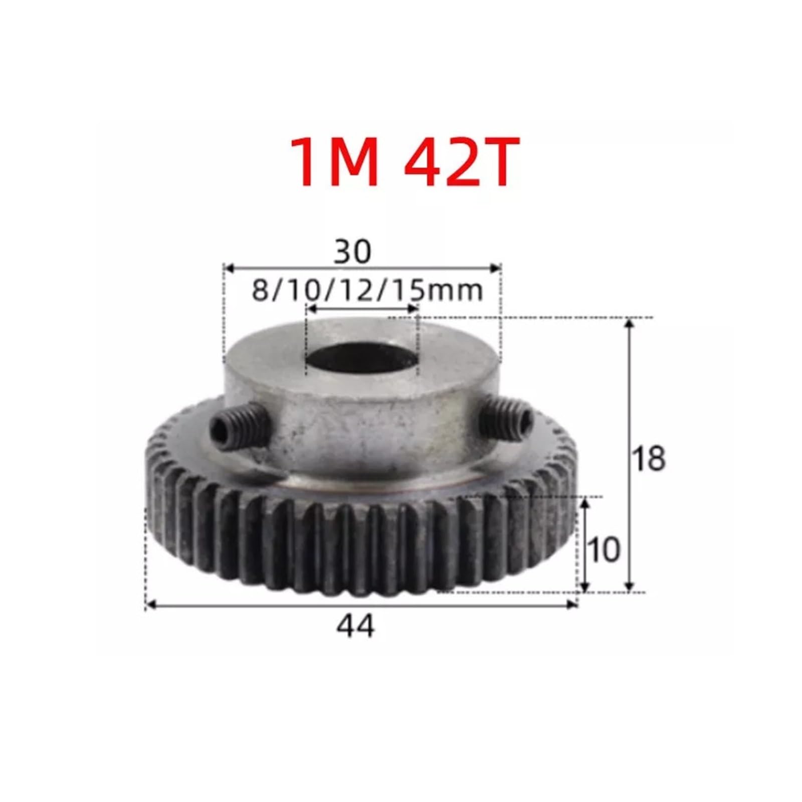 Bevel Gear Pinion Hardware Mechanical 1pcs 1M42T Spur Gear Bore 8/10/12/15mm 1 Mod 42 Teeth Motor Gear Low Steel Metal Gear for Motor(12mm)