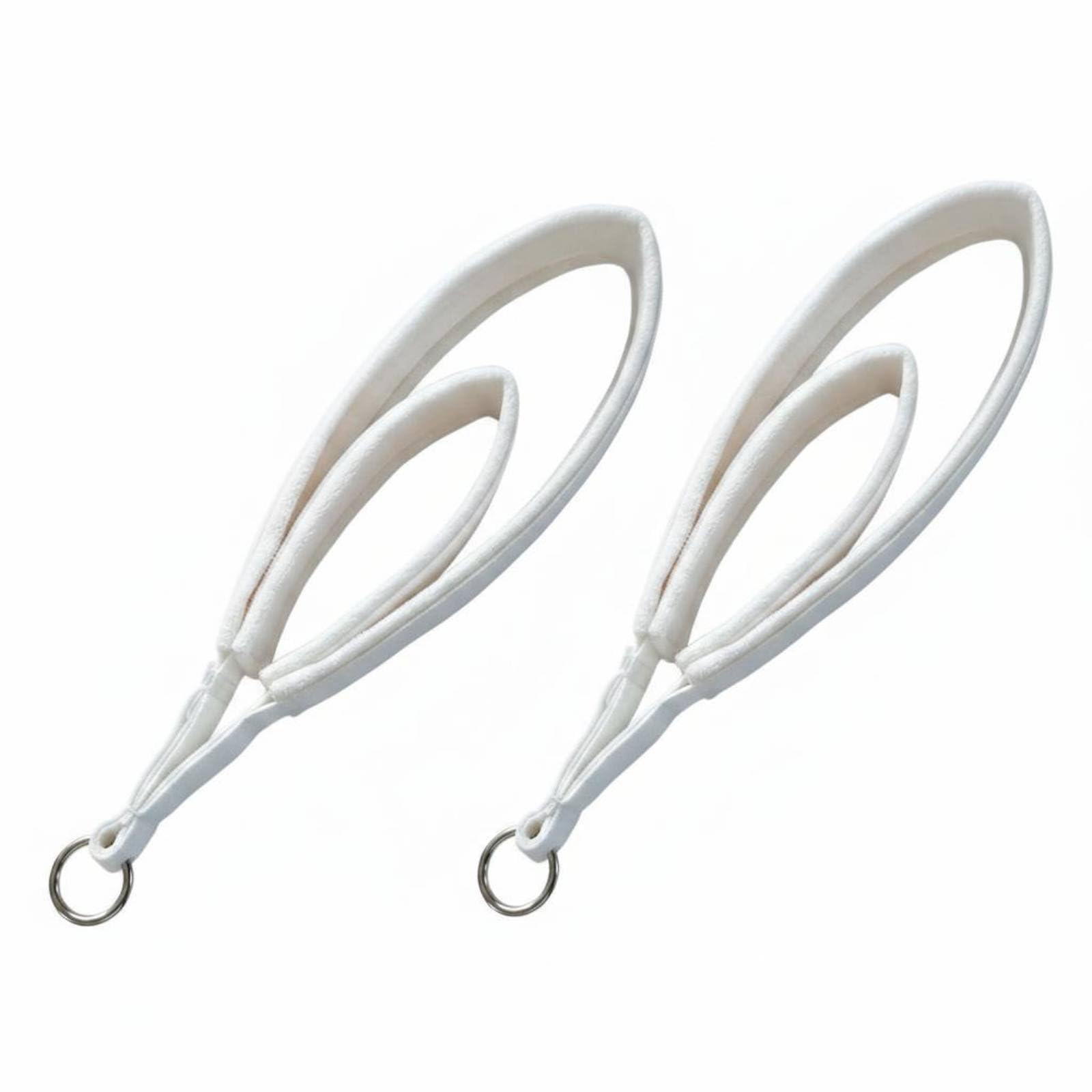 Double Loop Pilates Strap Soft Fleece Pilates Circle Strap White Color for Gym Workout, White - 1 Pair-image-3