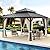 LUE BONA 12'x12' Hardtop Gazebos, Aluminum Frame Permanent Pavilion with Curtains and Netting, Double Galvanized Steel Roof Gazebo Outdoor, Metal Gazebo Canopy for Garden, Lawns, Patio, Black