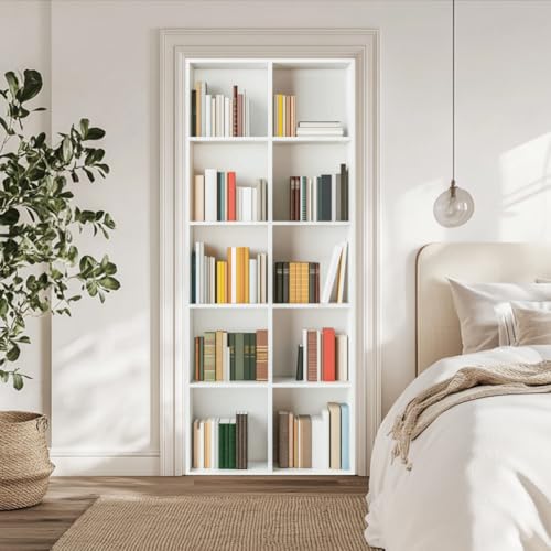 arricraft 2 Blatt Selbstklebender Türaufkleber 80cm X 200cm /31.5x78.7 Zoll Weißes Bücherregal Bücherregal Tür Wandbilder Aufkleber PVC Abnehmbare Tapeten Dekoration Für Schlafzimmer