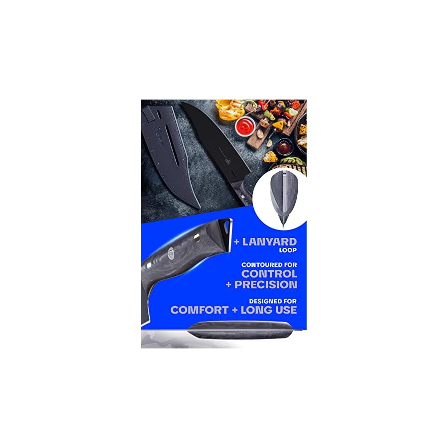 Dalstrong-Chef-Knife-8-inch-Delta-Wolf-Series-Knife-Ultra-Thin-Zero-Friction-Blade-HC-Steel-Chefs-Knife-Black-Titanium-Nitride-Coating-G10-Camo-Handle-Leather-Sheath Dalstrong Chef Knife - 8 inch - Delta Wolf Series Knife - Ultra-Thin & Zero Friction Blade - HC Steel Chef's Knife - Black Titanium Nitride Coating - G10 Camo Handle - Leather Sheath