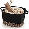 Stylish Cotton Rope Storage Basket For Dog Toys, Magazines or Books – The Perfect Woven Bin with Handles For Everyday Organization Reduces Clutter in Your Rooms – A Decorative Gift & Storage Box