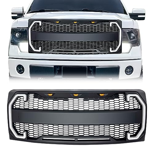 EOMD Front Grille Compatible with 2009-2014 F150 w/DRL & Turn Signal Lights Matte Black