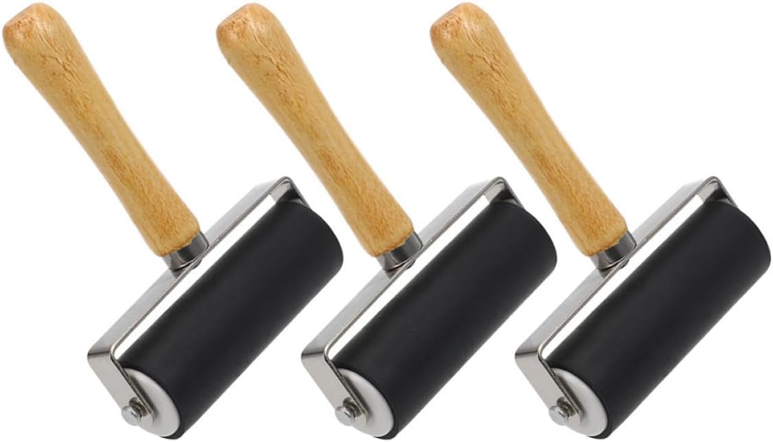 DOITOOL 3pcs Professional Printmaking Roller for Crafting Smooth Ink Applicator Ergonomic Handle for Easy Use and Easy to Clean Ink Rollers for Stamping and Painting