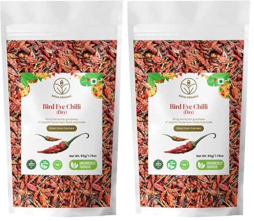 Image of Shiva Organic Bird Eye Chilli - 50 g | Thai Chilli - Hottest Tiny Seeds | North East Spices (Pack of 2)