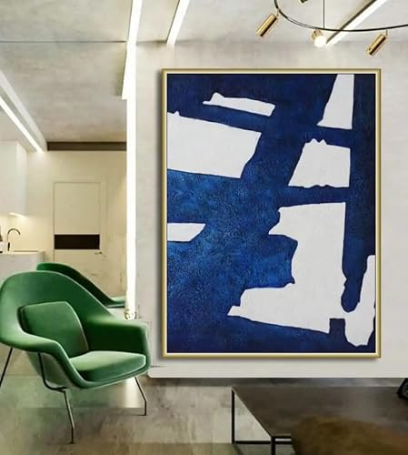 Rumlly Contemporary Canvas Art Painting Large Blue Abstract Wall Art Home Decor Painting For Living Room Bedroom(30x40cm/Frameless)